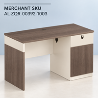 Bureau en bois grainé marron de 1200 mm avec tiroir et rangement, panneaux crème et hauteur fixe pour le travail informatique à domicile