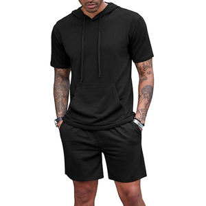 2025 New High Quality Quick Dry Breathable Polyester Athletic Tracksuit <b>Short</b> <b>Sleeve</b> Casual Sports <b>Hoodie</b> Elastic Bottoms - Product Image 1