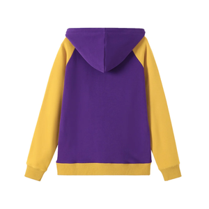 Sweat à capuche en chenille Omega unisexe, premium, 100% coton biologique, pull d'hiver, poche kangourou |   Manches raglan de couleur jaune vif - Product Image 2