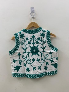 Chaleco floral Suzani de algodón étnico, chaqueta Vintage, abrigo bordado, chaleco sin mangas, chaleco bordado de verano - Product Image 2