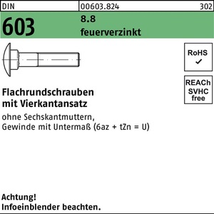 DIN 603 M 10 X 35 8.8 Hot-Dip <b>Galvanized</b> Flat Head <b>Screws</b> 100 Pieces - Product Image 1