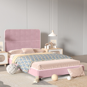 Camas Gemelas Tapizadas para Niños, Cama Infantil de Terciopelo, Cama Moderna para Niños, Cabecera Ajustable en Altura para Adolescentes para Dormitorio - Product Image 1