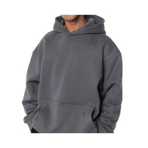 Sudaderas con capucha de gran tamaño de algodón grueso en blanco liso de alta calidad, sin cuerda, muestra gratis, Logo, Sudadera con capucha de talla grande para hombre - Product Image 2