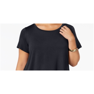 Camicetta Casual da Donna Alfani Taglie Forti con Design Asimmetrico e Maniche Corte Nera Taglia 0X - Product Image 2