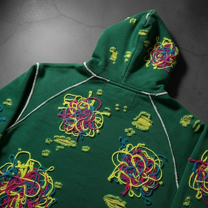 Sudadera con Efecto Desgastado, Fabricante Personalizado, Sudadera Vintage Bordada para Hombre, Sudadera Gruesa con Parches Desgastados, Lavado Ácido, Sudadera para Hombre - Product Image 5