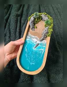 BANDEJA DE RESINA EPOXI DE MADERA CUADRADA MUDA Fabuloso Diseño decorativo para servir comida en restaurantes de cocina Uso doméstico - Product Image 6