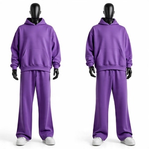 Wholesale Customised <b>Plus</b> <b>Size</b> Printed Heavyweight 100% Cotton Plain Unisex Tracksuits Sweatsuit Custom Gym <b>Jogger</b> Two Piece <b>Set</b> - Product Image 1