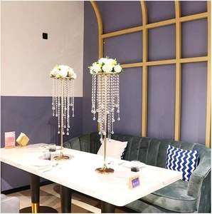 Belle décoration de mariage en cristal lustre de sol pièce maîtresse support d'arrangement de fleurs pour les fournitures de fête d'événement - Product Image 2