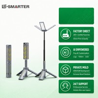 Lampe de travail LED pliable avec trépied télescopique rechargeable pour le camping