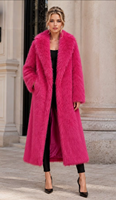 Manteau long en fausse fourrure pour femme, coupe ajustée, design tendance, style élégant, épais et chaud, échantillons en gros disponibles