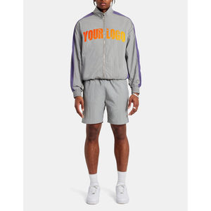 Personnalisé Décontracté Coupe-Vent Color Block Nylon Survêtement Zip Up Veste Jogging Shorts Ensemble Polyester Hommes 2 Pièces - Product Image 1