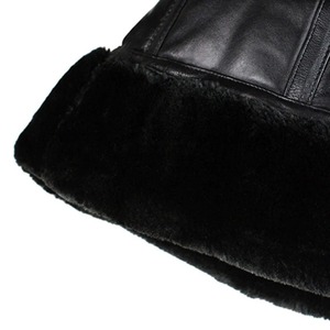Gorro de lana de piel de oveja auténtica Unisex cosido a mano de alta calidad invierno cálido grueso suave Casual ajustable - Product Image 4