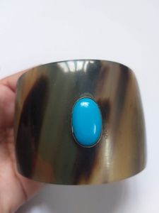 Hot Sale Women's Fashion Bracelet High Quality Buffalo horn with brass Cuff Bangle New Best designs <b>stone</b> bangle BY HF CRAFTS - Product Image 4