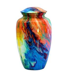 Urna de cremación de metal decorativa con revestimiento de esmalte colorido perfecto para crear un cálido monumento en espacios habitables - Product Image 3