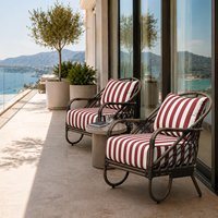Fauteuil d'extérieur en rotin PE avec structure en aluminium pour hôtel, balcon et terrasse – Idéal pour projets hôteliers et de complexes balnéaires