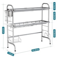 Égouttoir à vaisselle classique à trois niveaux pliable en acier inoxydable fait main avec design étanche pour évier de cuisine