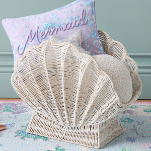 Natural Rattan Shell Shape Storage <b>Basket</b> Wicker Seashell Bin <b>Toy</b> Organizer Kids Room Nursery Home Decor - Product Image 2