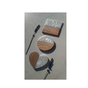 Posavasos de madera de resina epoxi redondo personalizado de alta calidad con posavasos de artículos de vajilla de granja Venta caliente - Product Image 5