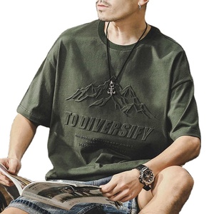 Camisetas de Cuello Redondo Lisas de Alta Calidad 100% Algodón para Hombre, Personalizadas con Relieve 3D, Tallas Grandes, Secado Rápido, Transpirables, para Verano - Product Image 2