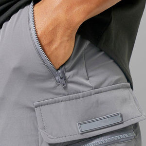 Performance Spandex/Polyester Solid <b>Cargo</b> <b>Shorts</b> Men 5 Inch Gym Workout Quick Dry Breathable Digital Printing <b>Elastic</b> <b>Waist</b> - Product Image 4