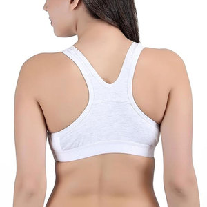 Soutien-gorge de sport blanc réglable pour femme, dos nageur, fermeture avant, col rond, sans couture, maintien moyen, respirant, pour yoga et activités sportives - Product Image 3