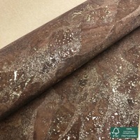 Tissu en liège brun supérieur avec des reflets dorés, grain de bois de liège naturel, simili cuir vegan PU, feuille de tissu pour vêtements