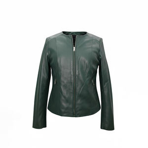 Nouvelle veste en cuir pour femme, élégante et décontractée, couleur verte unie, fabrication de qualité supérieure, cuir véritable, veste en cuir pour femme - Product Image 1