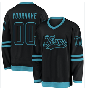 Maillots de hockey sur glace personnalisés en polyester interlock meilleure qualité de chemise à broderie tenue d'équipe style avec nom OEM - Product Image 4