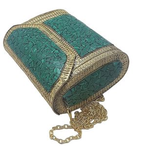 Sac à main boîte artistique fait main de haute qualité, finition exquise, matériau en mosaïque, broderie pour les soirées cocktails, prix bas en Inde - Product Image 4