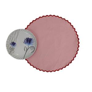 Manteles individuales de tela de algodón con bordado rosa claro y borde festoneado, manteles individuales para cóctel, regalo para el Día del Padre - Product Image 1