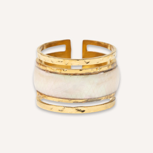CUCOCUCA YXQ R96 Bague en acier inoxydable avec pierre nacre, magnifique bague au design intemporel pour un usage quotidien, expédition en 48h pour l'UE - Product Image 1