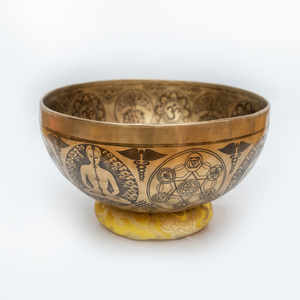 Cuenco de latón tibetano indio para meditación, Yoga, terapias de curación con sonido, Pin religioso alucinante, Striker de madera incluido - Product Image 1