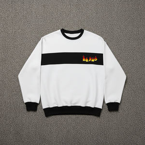 Sweat-shirts et pulls à capuche sur mesure, coupe ample, 100% coton, 400 GSM, poids lourd, col rond, blocs de couleur, logo brodé personnalisé - Product Image 4