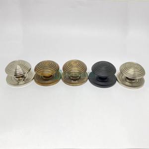 Nouveau bouton d'armoire rond rainuré avec plaque arrière fait à la main en laiton massif métal tiroir en gros armoire poignée de traction quincaillerie - Product Image 3