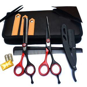Home Use Hairdressing Barber Set Thinning Cutting Scissors Razor <b>Comb</b> Case Black Plasma Haircut Kit - Product Image 6
