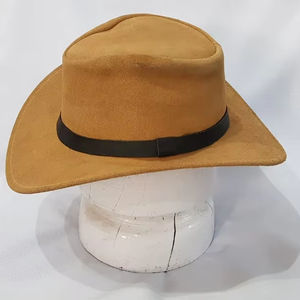Chapeau de cowboy en cuir suédé véritable de haute qualité à large bord, style western, pour homme, fait main, idéal pour la randonnée et l'équitation, à prix abordable - Product Image 1