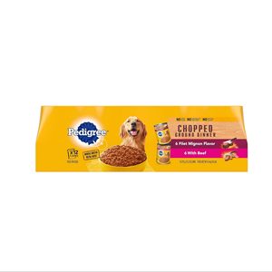 PEDIGREE CHOPPED GROUND DINNER <b>Wet</b> Dog <b>Food</b> Variety Pack, Filet Mignon Flavor and With Beef, 13.2 Oz. Cans (Pack of 12) - Product Image 1