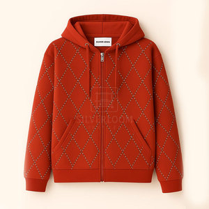 Sudaderas con capucha con cremalleras de algodón 100% hechas a medida | Ropa de calle con detalles descoloridos y diamantes de imitación | Sudaderas con cremallera de gran tamaño - Product Image 4