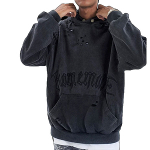 OEM personalizado impreso hombres sudaderas con capucha lavado con ácido Vintage Sun Faded desgastado peso pesado de algodón para el invierno - Product Image 3