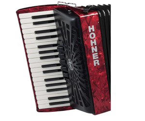 original Bravo III 72 Chromatic Piano <b>Key</b> Accordion (Pearl Red) - Product Image 1