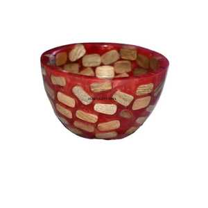 Bol à joint en résine et bois fait à la main nouvelle pâte ou bol à mélanger cuisine de luxe hôtel maison Restaurant fournitures bol en bois - Product Image 3