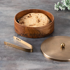 Casserole en bois de conception classique avec couvercle Hot Pot Roti Chapati Boîte de rangement Conteneur avec couvercle Accessoires de cuisine en Inde - Product Image 5