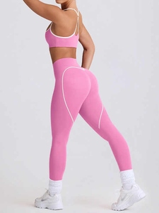 Femmes été minceur deux pièces ensemble de sport en gros nouveaux Leggings de Yoga avec licou et haut sans manches survêtement confortable - Product Image 2