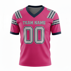 Maillot d'entraînement de football américain personnalisé pour adultes, manches courtes, respirant, option grande taille, 100 % polyester, col en V - Product Image 3