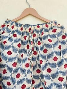 Traje de noche de algodón Jaipuri hecho a mano, conjunto de pijama con estampado de bloques para mujer, traje de dormir corto Floral, conjuntos de PJ, regalo de ropa de Navidad - Product Image 3