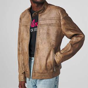 Veste en cuir Vintage Racer marron pour homme-Style motard classique pour un usage quotidien et veste de moto pour homme - Product Image 5