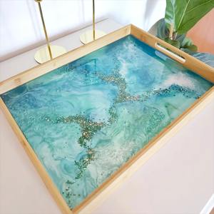 ถาดเสิร์ฟทำจากเรซิ่นทำมือสำหรับชากาแฟและของว่างถาดตกแต่งอย่างมีสไตล์เหมาะสำหรับห้องครัวในบ้านและบนโต๊ะ - Product Image 5