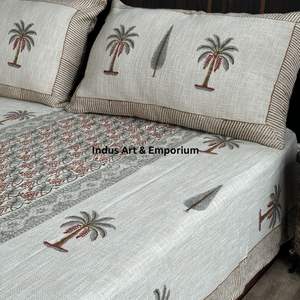 Venta al por mayor Handloom colchas de algodón bloque de mano impreso colchas de lino de algodón - Product Image 3