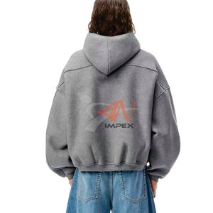 Sudadera con Capucha Personalizada con Logotipo, 100% Algodón Grueso, con Cierre Completo para Hombre, Talla XXS, Estilo Holgado con Hombros Caídos y Corte Recortado - Product Image 2