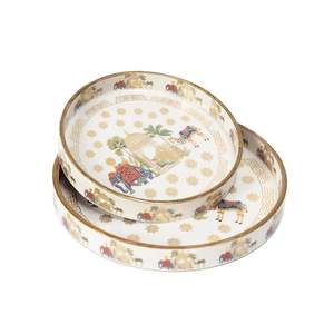 Plateaux de service ronds en bois de qualité supérieure, durables, avec des motifs classiques Pichwai disponibles pour la cuisine et la salle à manger - Product Image 5